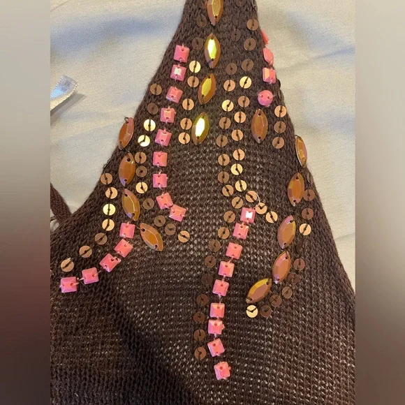 RARE GEM! Free People Crocheted and Beaded Vintage Tank - Picture 4 of 6